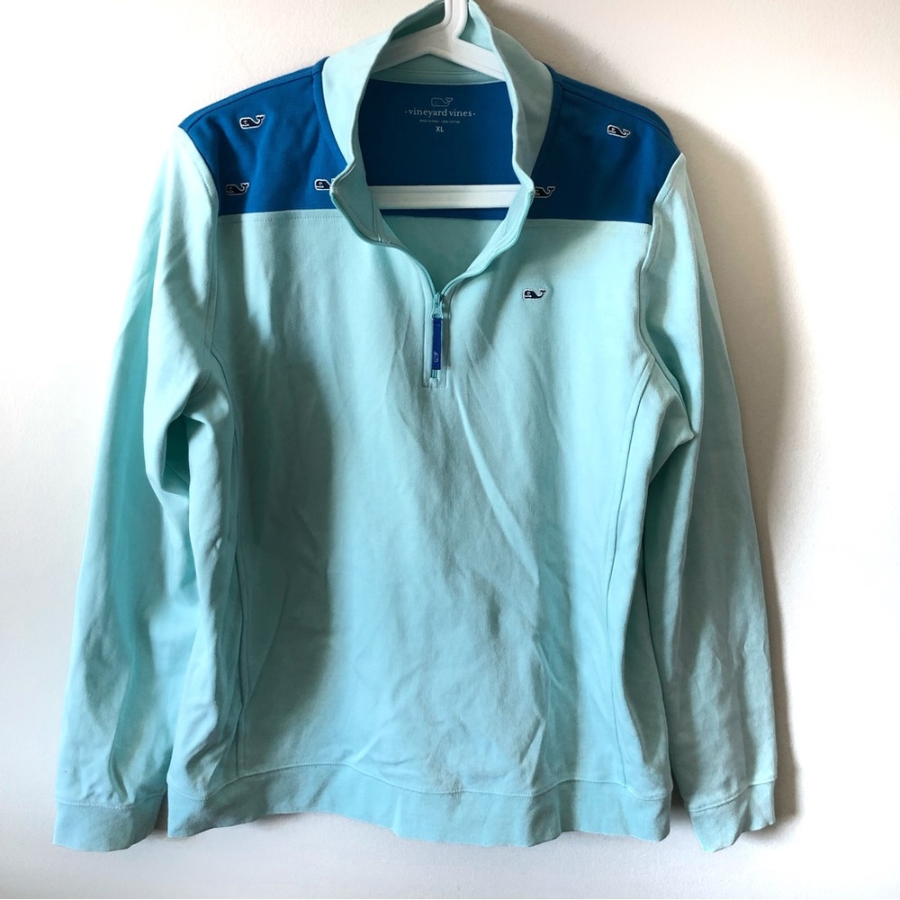 NWT Vineyard Vines | Jersey 1/4 Whale Embroidered Shoulder Crystal Blue
